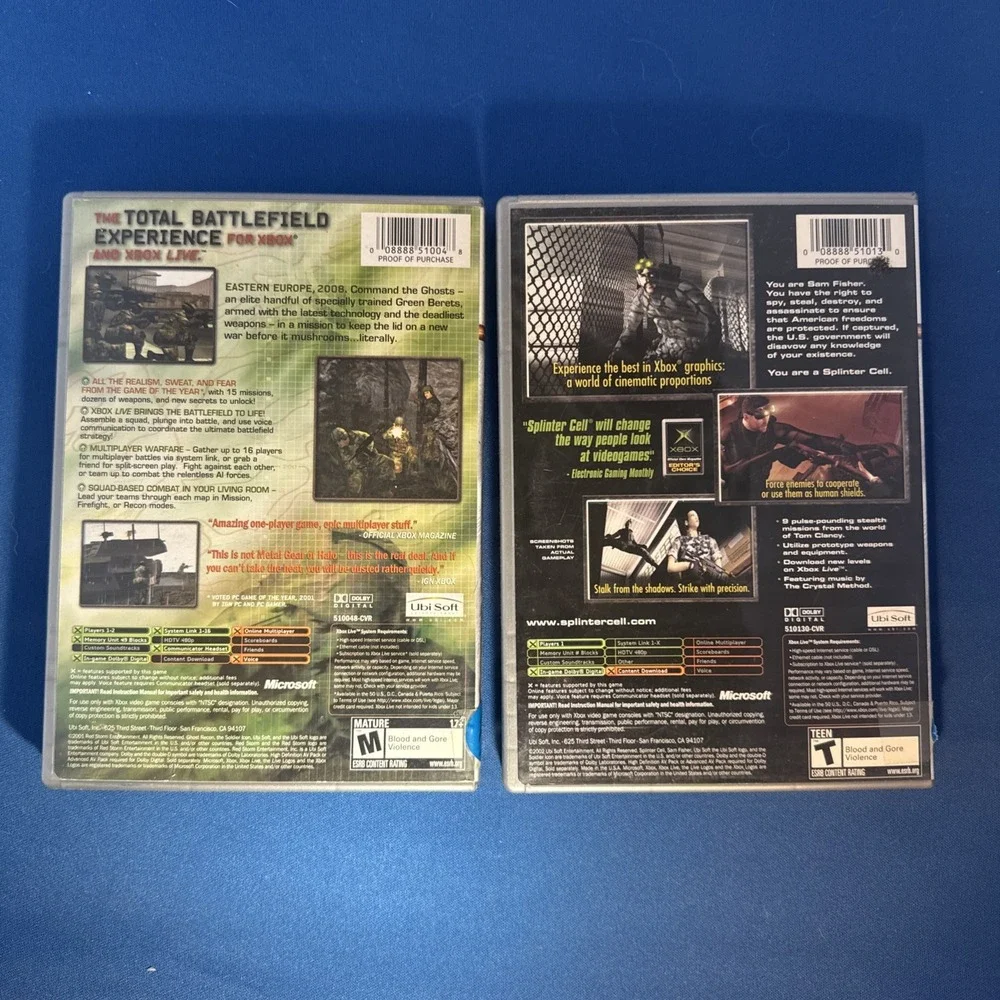 Tom Clancy's Video Game Bundle Original Xbox - Splinter Cell & Ghost Recon CIB